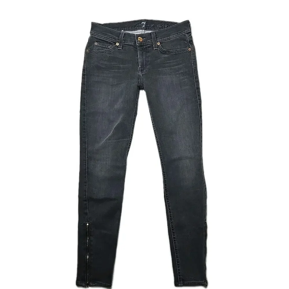 7 For All Mankind Gray Denim Zipper Ankle The Skinny Jean' Size 26 (27